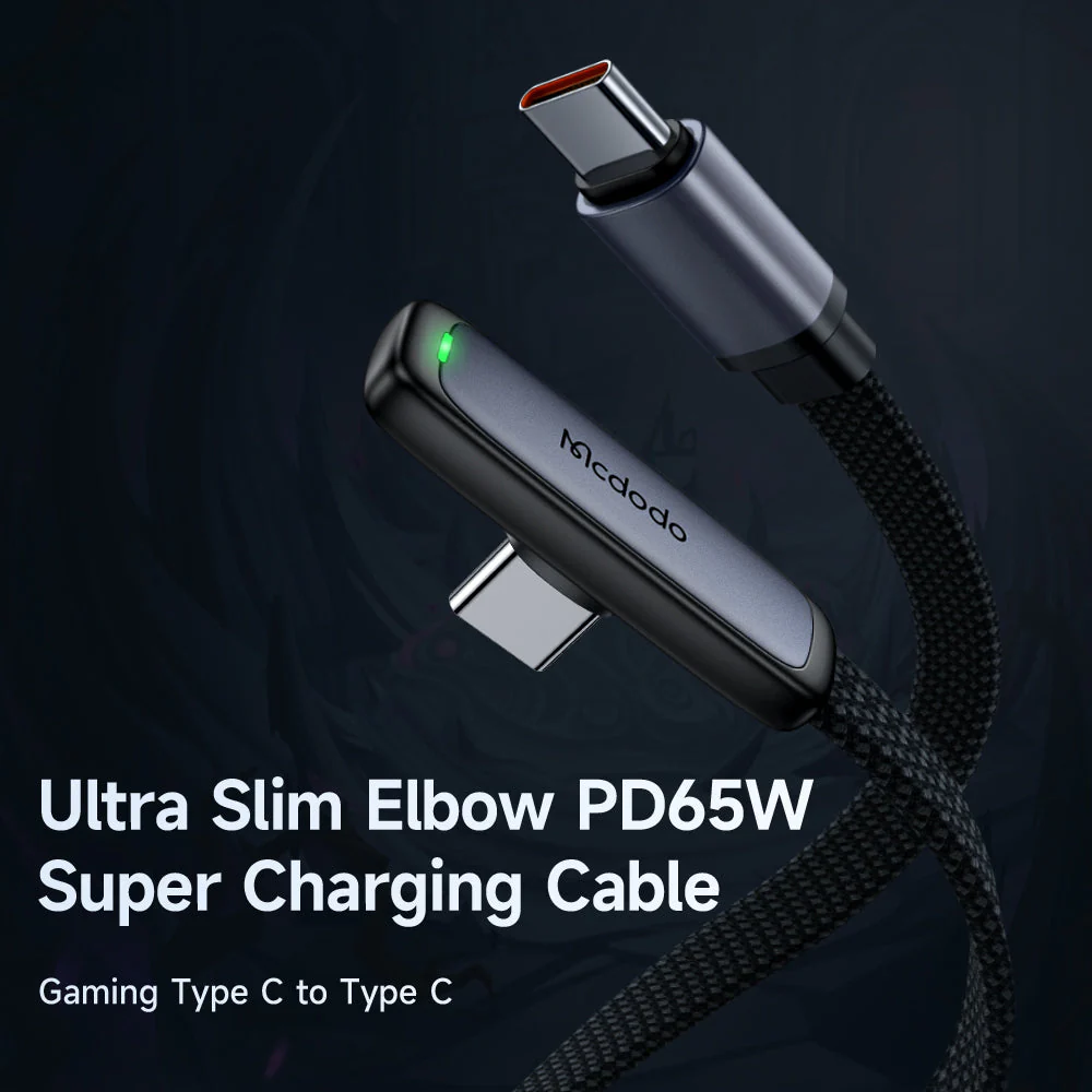 Mcdodo 65W Type-C to Type-C 90 Degree Gaming Data Cable 1.2m – CA-3360 - Image 4