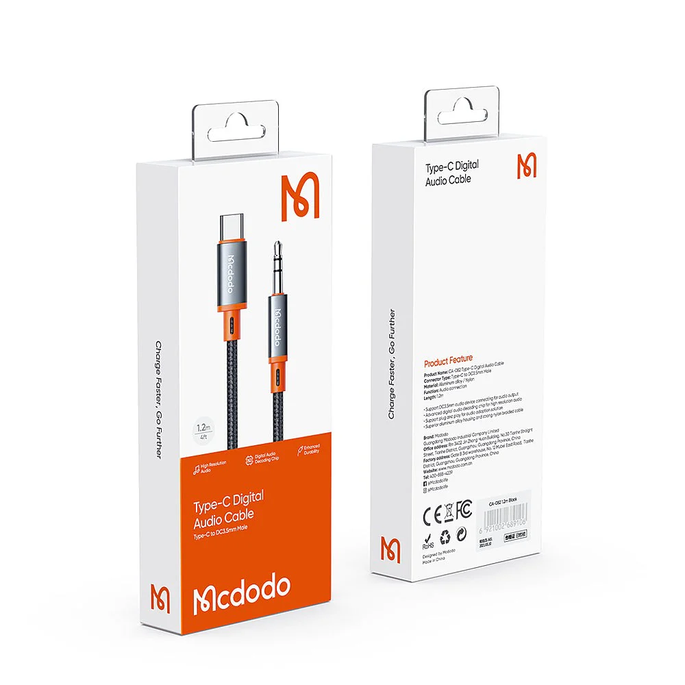 Mcdodo USB-C to 3.5mm AUX Jack Cable – USB-C to 3.5mm / 1.2 Meters / Black - Image 11