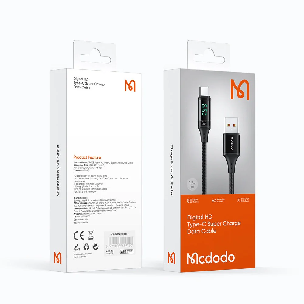 Mcdodo CA-108 Digital HD Type-C 6A Data Cable 1.2m - Image 7