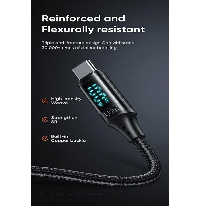 Mcdodo CA-110 Digital HD Fast Charge Data Cable – Type-C / 100W / 1.2 Meter / Black - Image 5