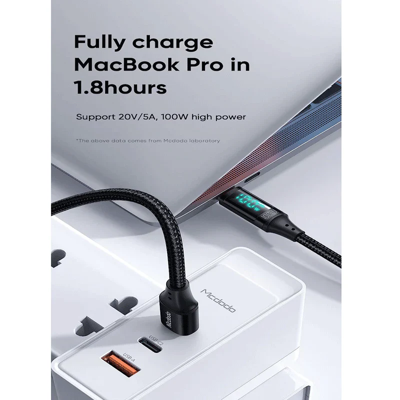 Mcdodo CA-110 Digital HD Fast Charge Data Cable – Type-C / 100W / 1.2 Meter / Black - Image 8