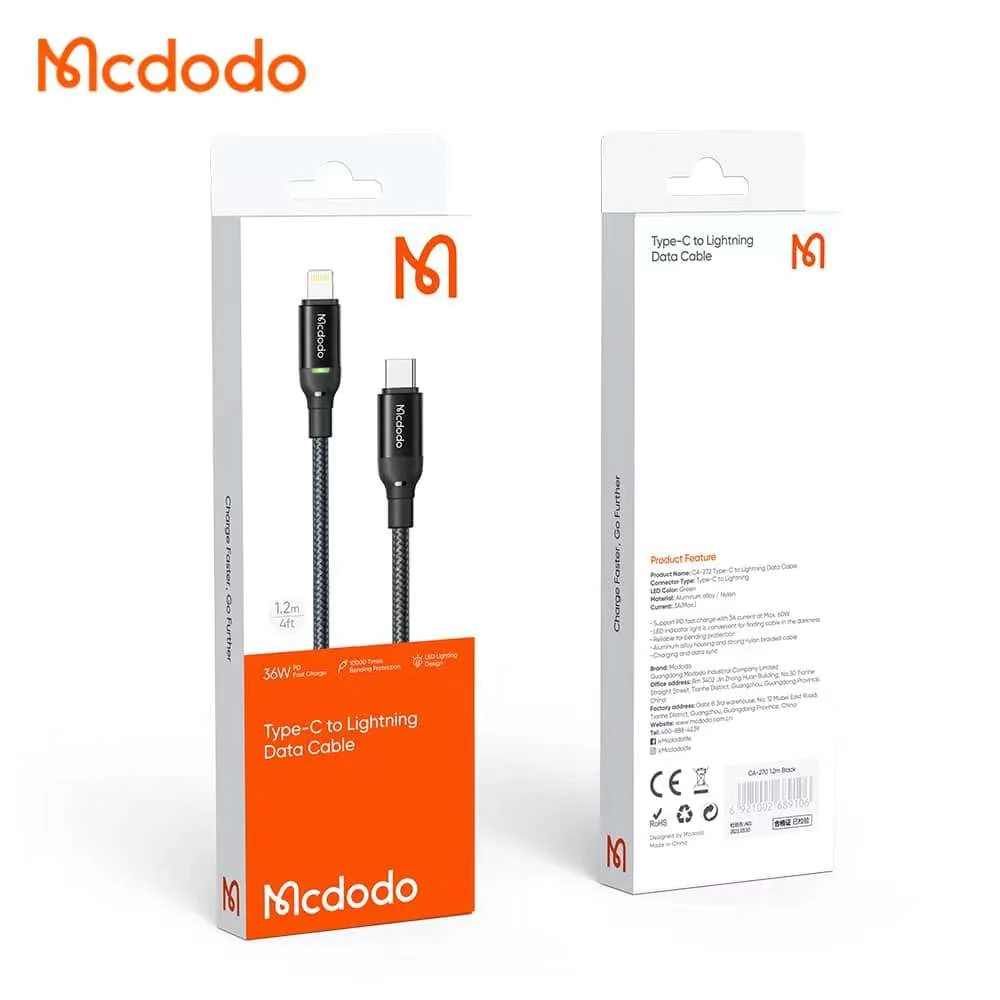 Mcdodo CA-272 36W PD Type-C to Lightning Fast Data-Charging Cable – 1.2m - Image 8