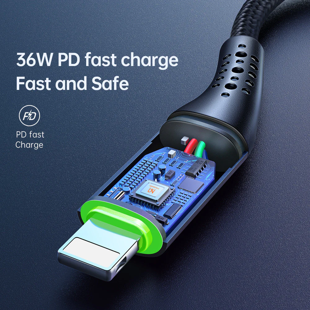 Mcdodo CA-736 Lightning To Type C Cable – 1.2M / 36W / Black - Image 5