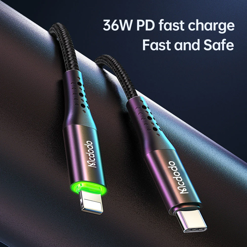 Mcdodo CA-736 Lightning To Type C Cable – 1.2M / 36W / Black - Image 8