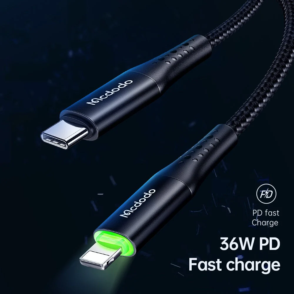 Mcdodo CA-736 Lightning To Type C Cable – 1.8M / 36W / Black - Image 7
