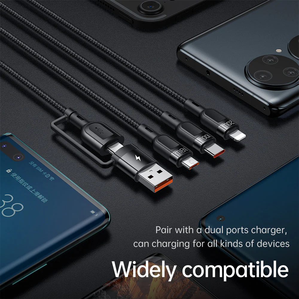 Mcdodo CA-880 Multifunction Data Cable – 2 in 1 PD USB-C / USB-A / Lightning / 1.2 Meters / Black - Image 4