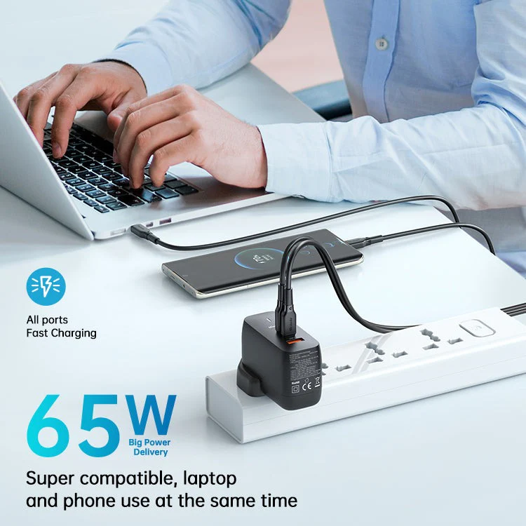 Mcdodo CH-017 Mecha Series GaN 65W Dual Type-C + USB Mini Size Wall Charger (UK Plug) - Image 6