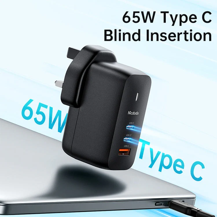 Mcdodo CH-017 Mecha Series GaN 65W Dual Type-C + USB Mini Size Wall Charger (UK Plug) - Image 8
