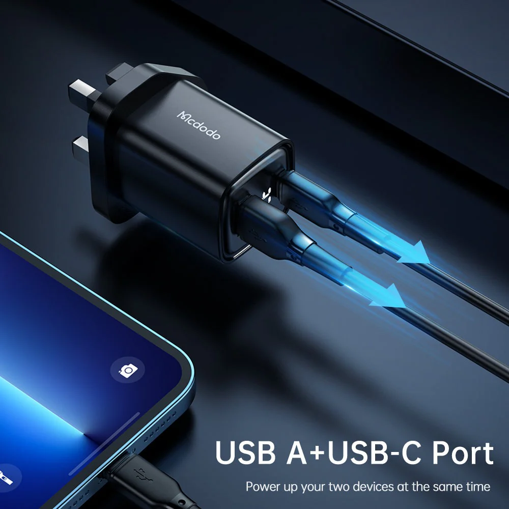 Mcdodo CH-169 Digital Display PD+QC Dual Port 33W Fast Charger – USB-A / USB-C / Black - Image 7