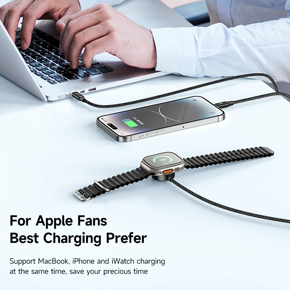 Mcdodo CH-494 Beta Series 3-in-1 Wireless Charging Cable for iWatch, iPhone, Mac - Image 4