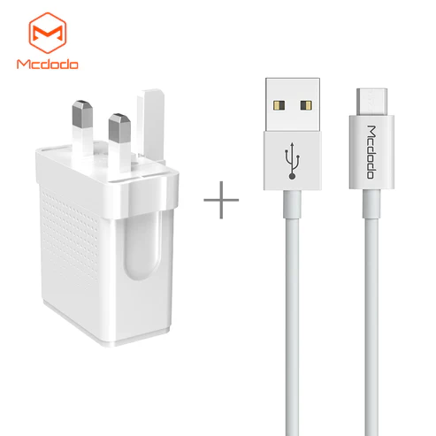 Mcdodo CH-572 Dual USB Charger (UK) + Type-C Cable / Travel Set - Image 2