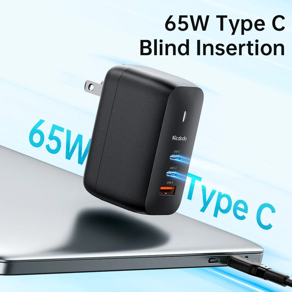 Mcdodo CH-844 Mecha Series GaN 65W Dual Type-C + USB Mini Size Wall Charger Set (EU/UK/US Plug) - Image 8