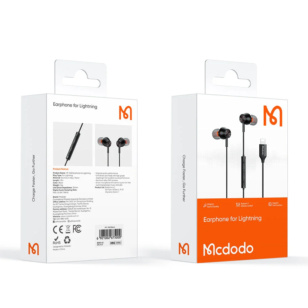 Mcdodo HP-348 Micro Star Series Stereo Wired Earphone for Lightning - Image 8