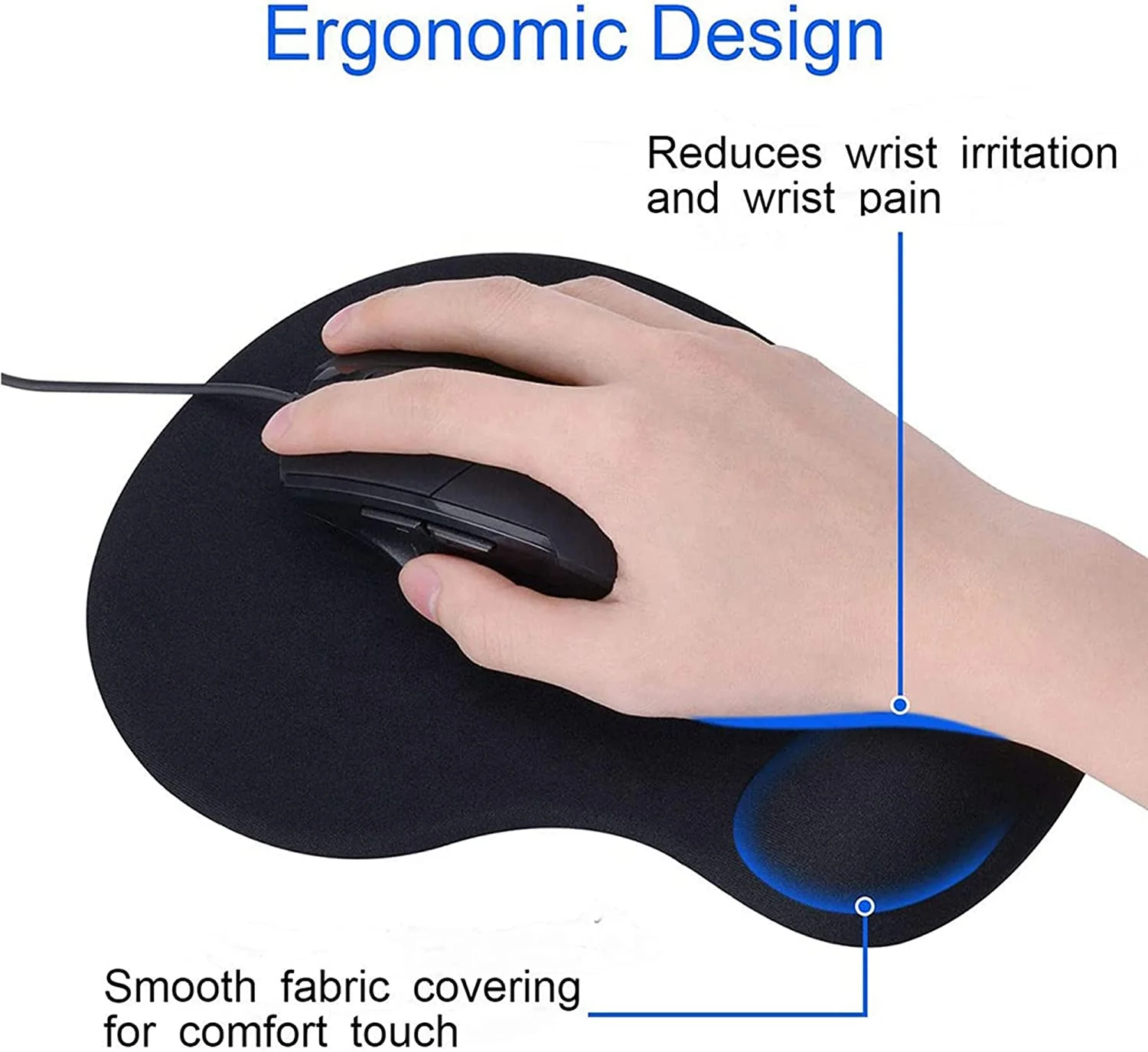 Mouse Pad With Gel Wrist Support Black - Image 3