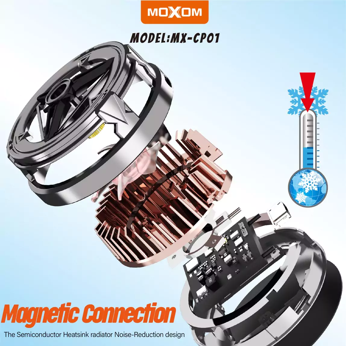 MOXOM MX-CP01 Aluminum Magnetic Mobile Phone Cooler, Fast Cooling - Image 6