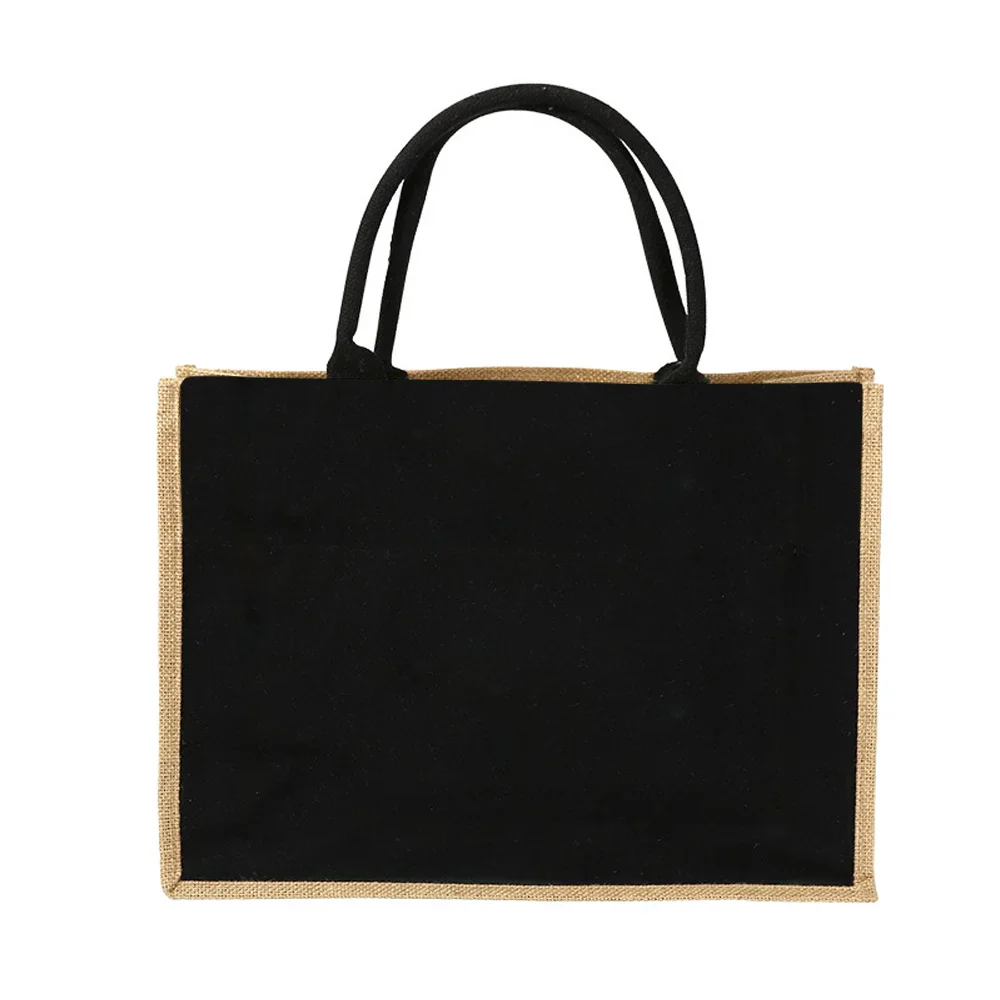 Natural Canvas & Starched Jute Bag – 32cm x 29cm / White or Black - Image 2