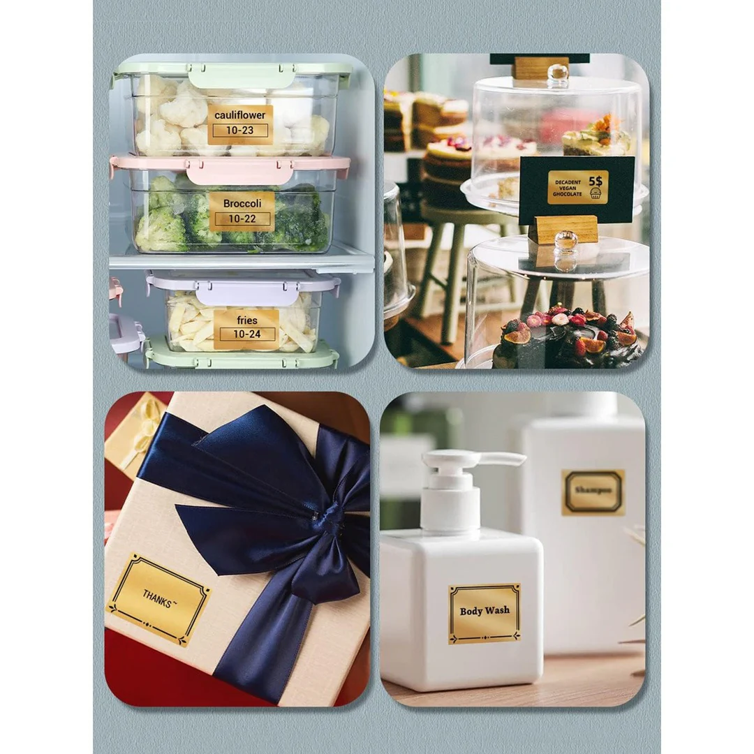 Phomemo Printer Labels 40 X 30mm Gold Glitter Square Label – 1 Roll (230 labels/per roll) – XP-GD4030 - Image 4