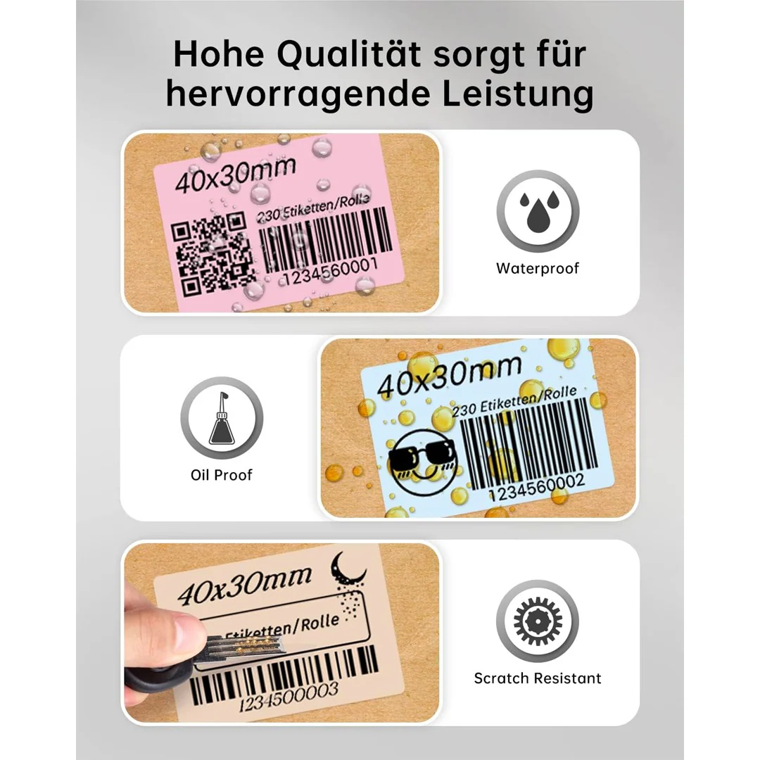 Phomemo Printer Labels 40 X 30mm Square Colored Labels – 3 Rolls (230 Labels/per roll) - XP-M01 - Image 7