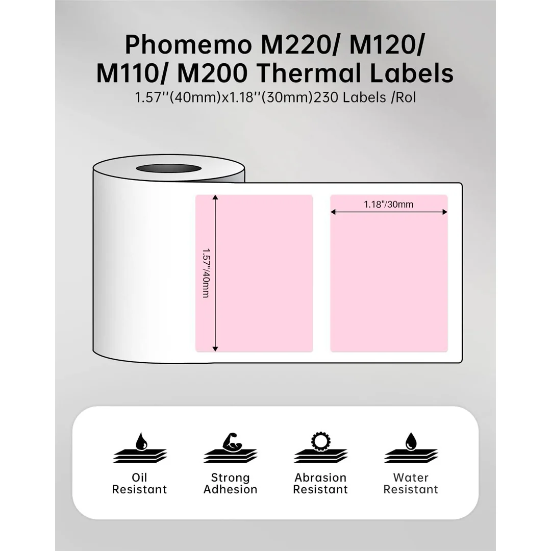 Phomemo Printer Labels 40 X 30mm Square Colored Labels – 3 Rolls (230 Labels/per roll) - XP-M01 - Image 8