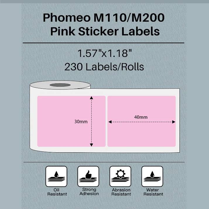 Phomemo Printer Labels 40 x 30mm Square Khaki Color Labels -1 Roll (230 labels/per roll) - XP4030-KA - Image 3