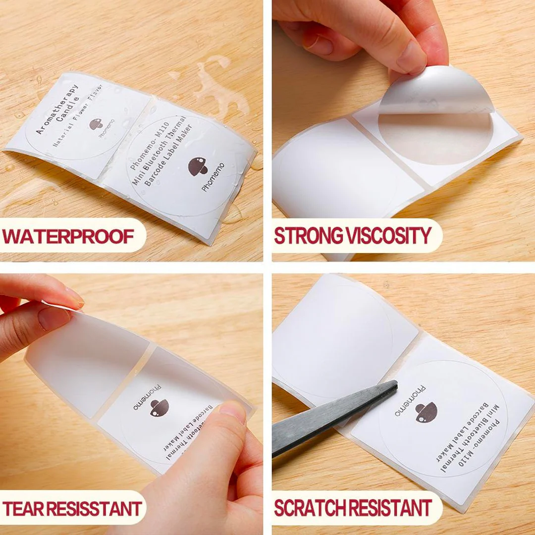 Phomemo Printer Labels 40 X 40mm Transparent Round Label – 1 Roll (180 Labels/per roll) - XY4040-TT - Image 6