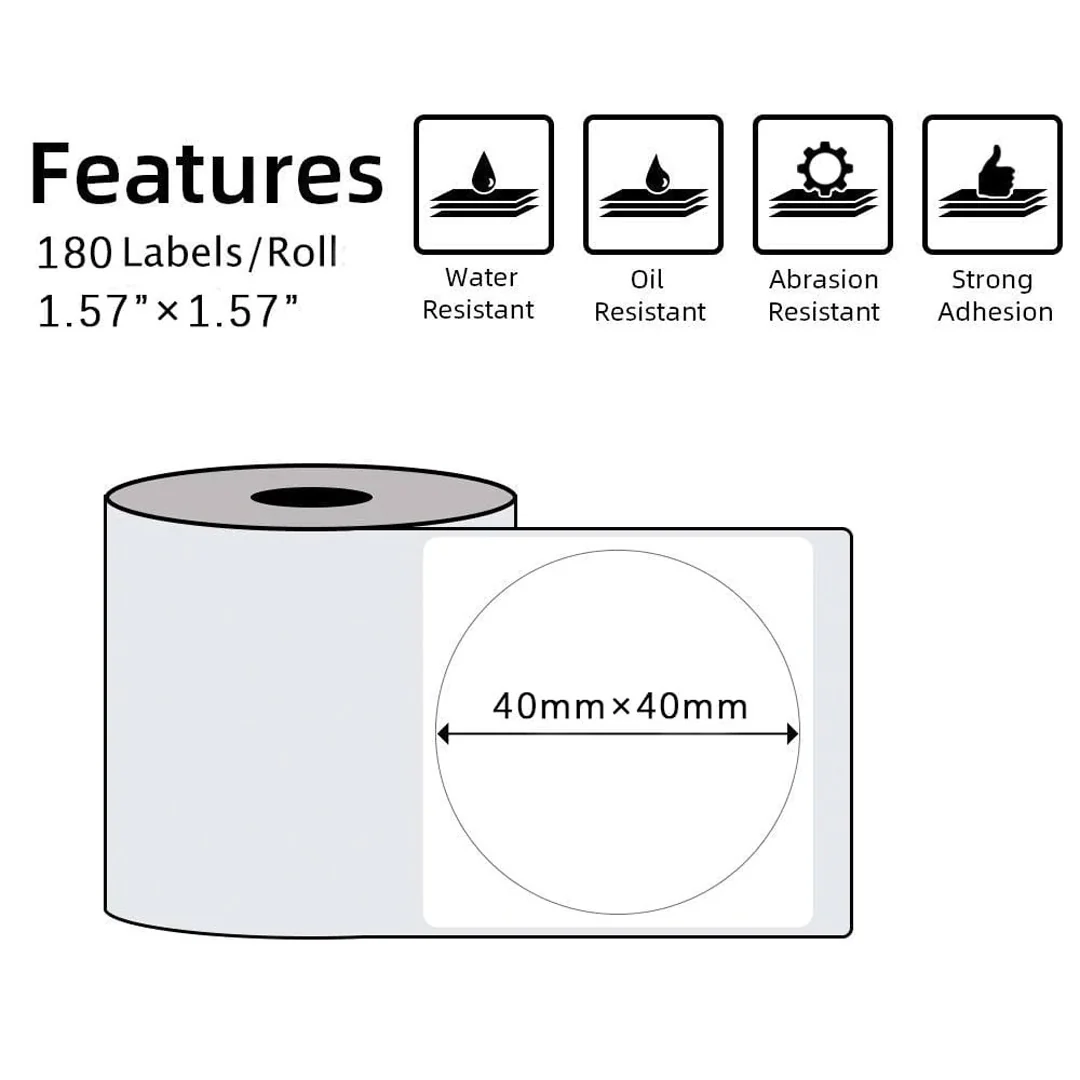 Phomemo Printer Labels 40 X 40mm Transparent Round Label – 1 Roll (180 Labels/per roll) - XY4040-TT - Image 7