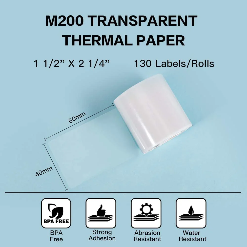Phomemo Printer Labels 40 X 60mm Transparent Square Label – 1 Roll (130 labels/per roll) - XP-TT4060 - Image 4