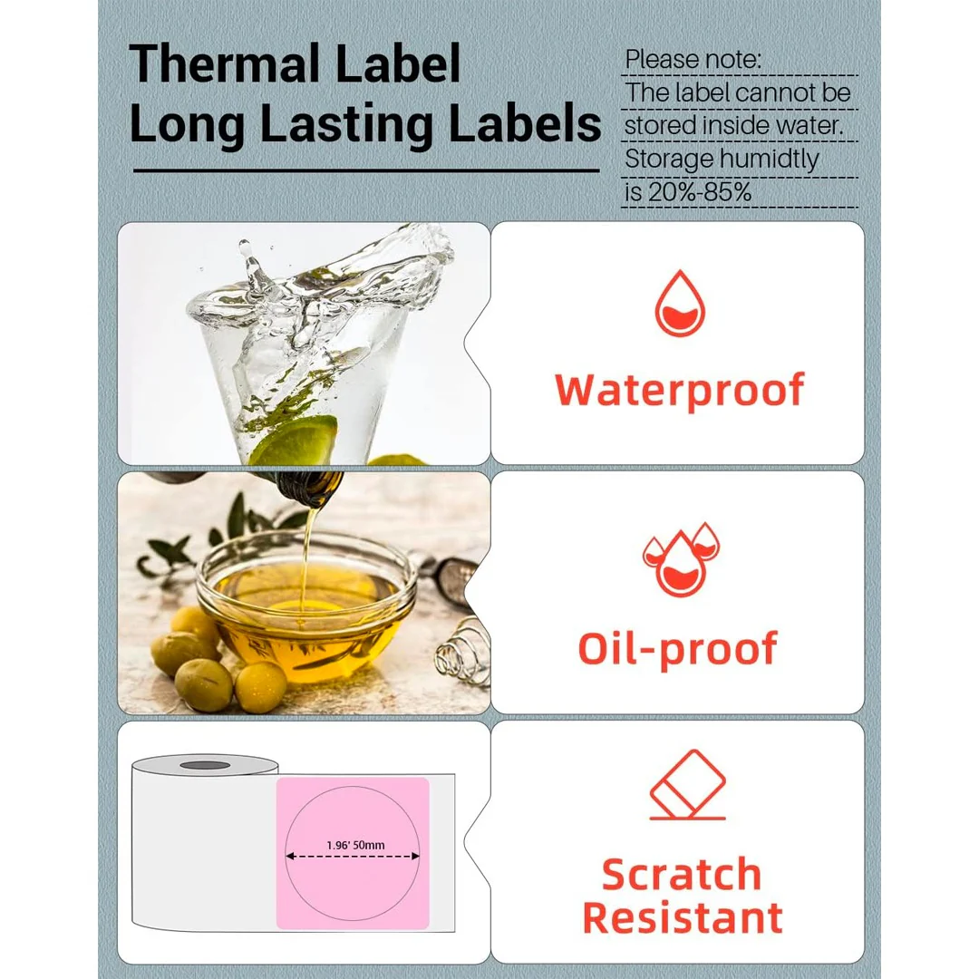 Phomemo Printer Labels 50 X 50mm Circle Label 3 Colors Labels – 3 Rolls (140 labels/per roll) - XP-M03 - Image 6