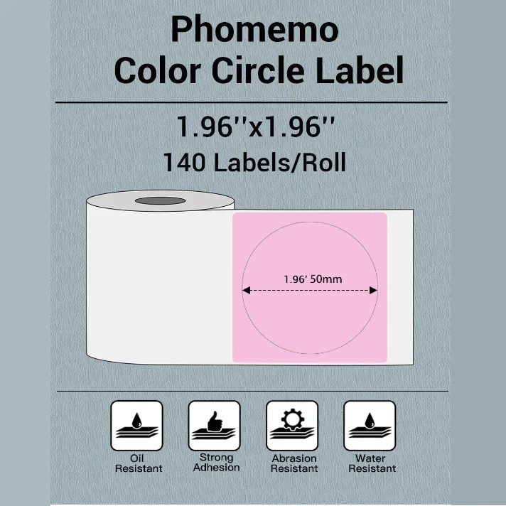 Phomemo Printer Labels 50 X 50mm Round Label – 1 Roll (140 labels/per roll) - Image 3