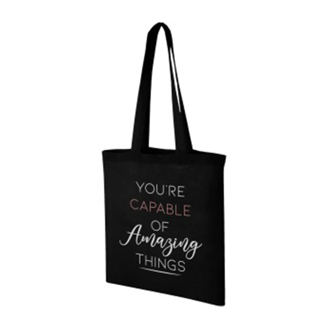 Plain Cotton Horizontal Tote Bag – 42 cm x 37cm/ Black/ Printing not Included - Image 2