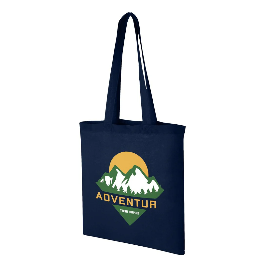 Plain Cotton Horizontal Tote Bag – 42 cm x 37cm/ Navy Blue/ Printing not Included - Image 2