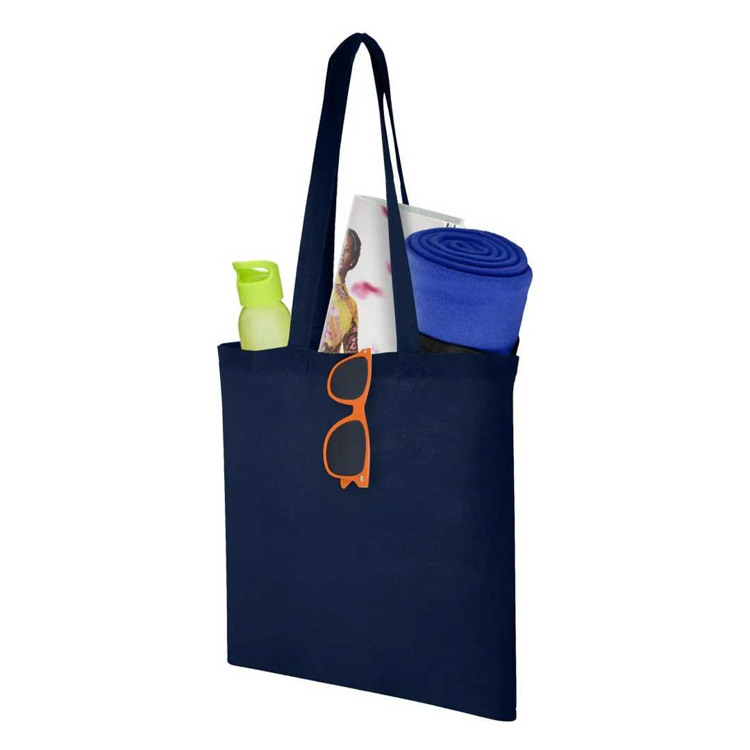 Plain Cotton Horizontal Tote Bag – 42 cm x 37cm/ Navy Blue/ Printing not Included - Image 3