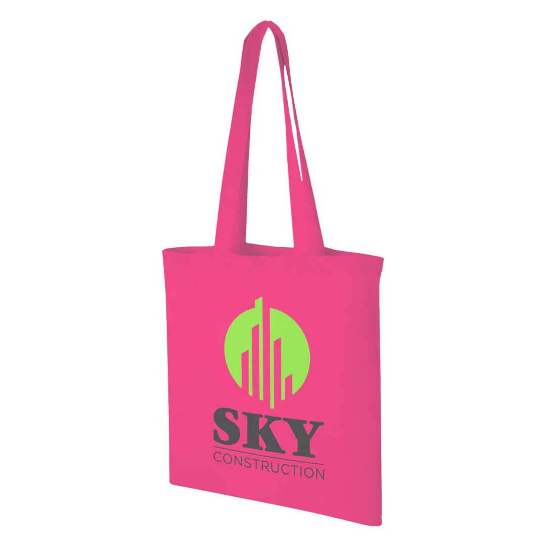 Plain Cotton Horizontal Tote Bag – 42 cm x 37cm/ Pink/ Printing not Included - Image 2