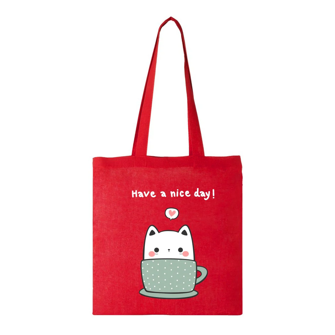 Plain Cotton Horizontal Tote Bag – 42 cm x 37cm/ Red/ Printing not Included - Image 2