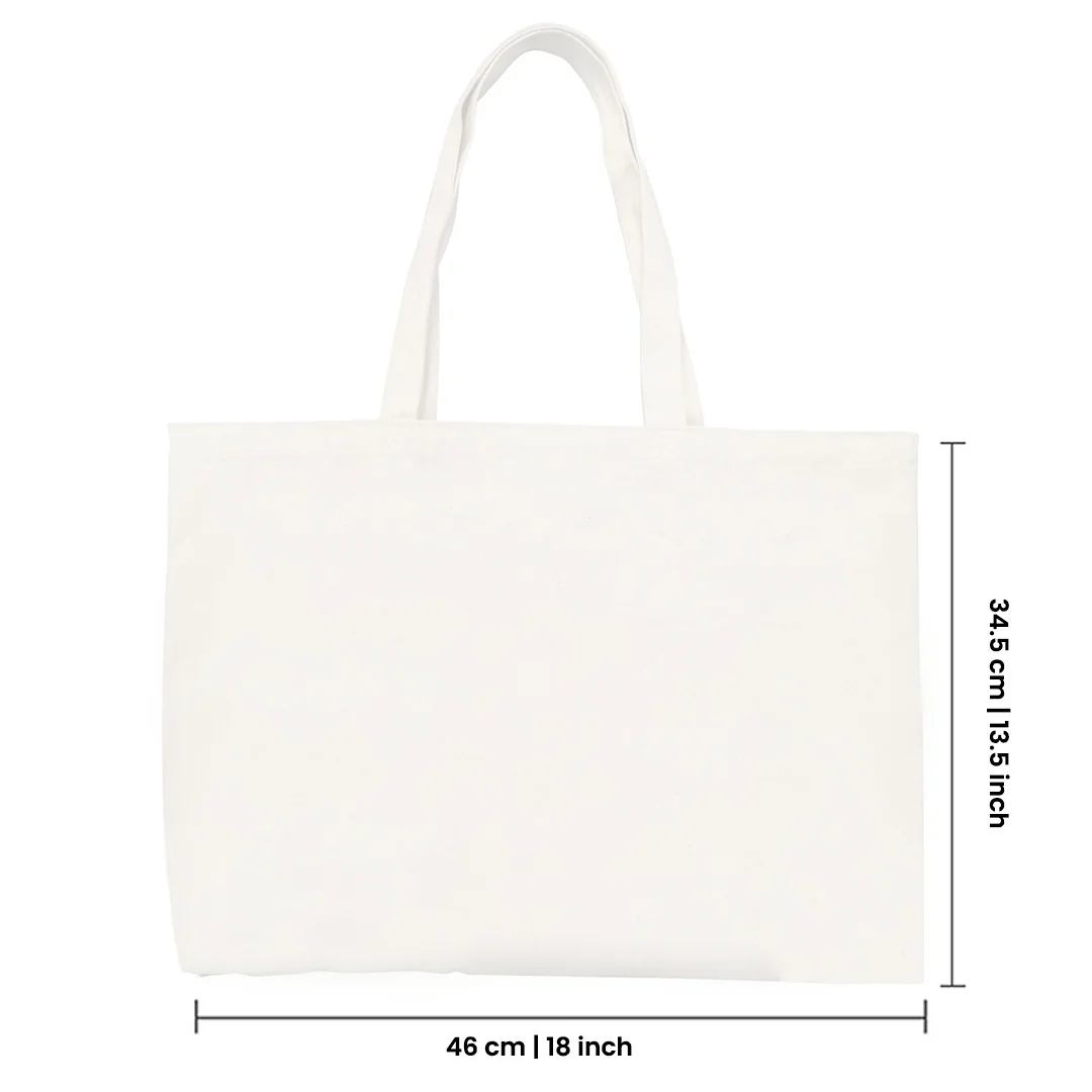 Plain Cotton Tote Bag Horizontal – 13.5 in x 18 in / White / Printing not Included - Image 3
