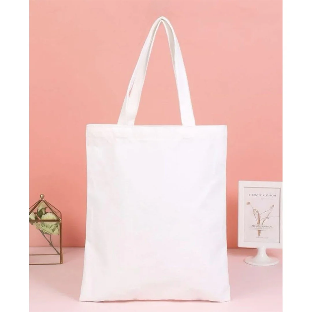 Plain Cotton Tote Bag Vertical – 15.2 in x 13.8 in/ Available in White or Black/ Printing not Included - Image 11