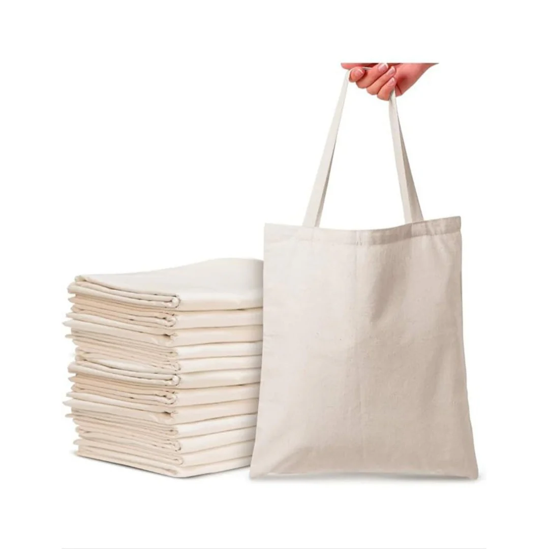 Plain Cotton Tote Bag Vertical – 15.2 in x 13.8 in/ Available in White or Black/ Printing not Included - Image 12