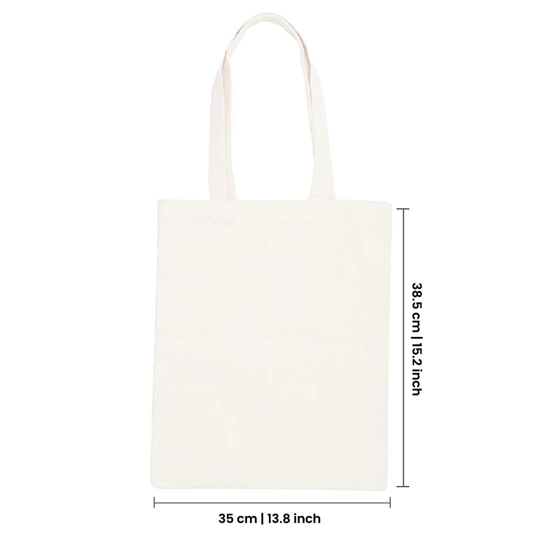 Plain Cotton Tote Bag Vertical – 15.2 in x 13.8 in/ Available in White or Black/ Printing not Included - Image 3