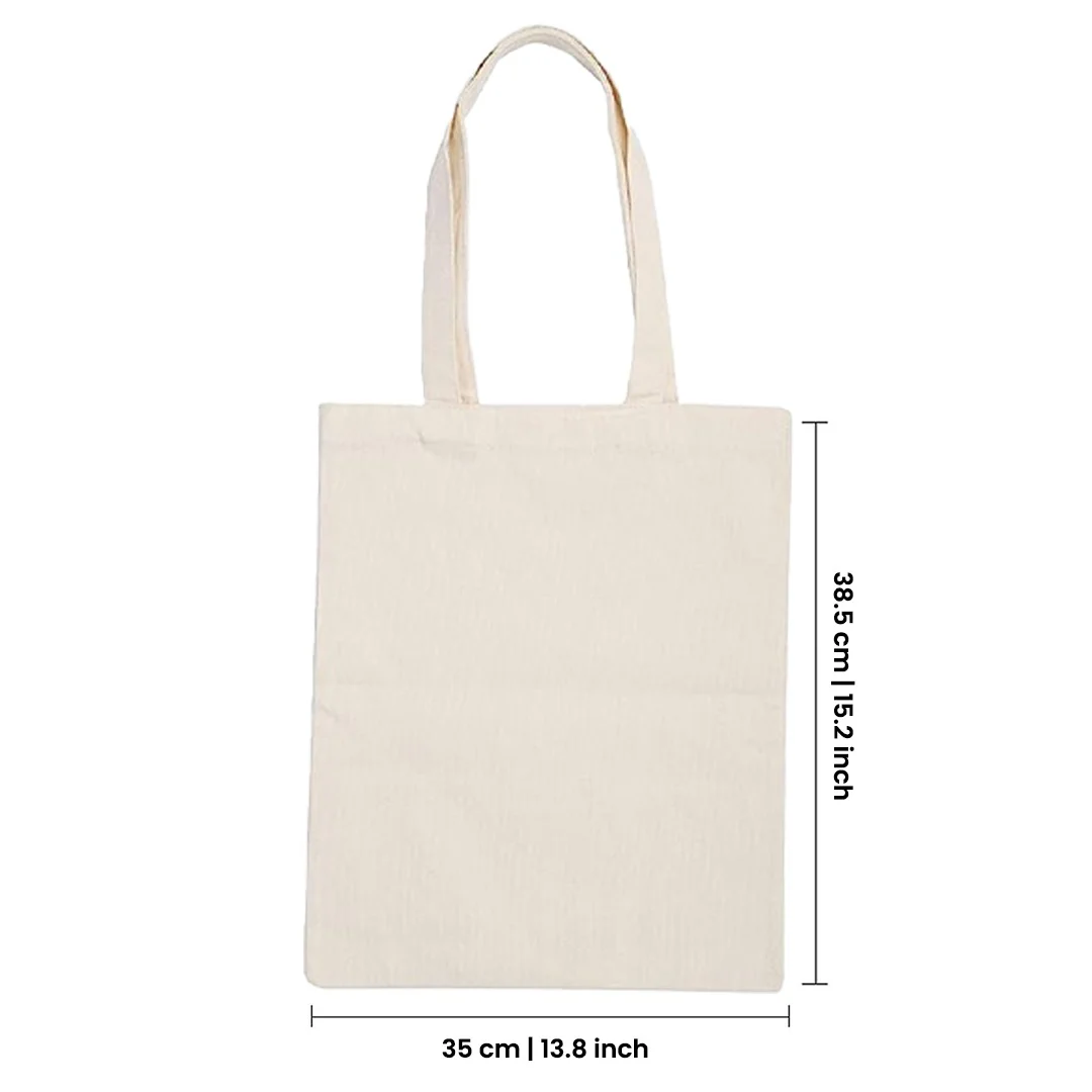 Plain Cotton Tote Bag Vertical – 15.2 in x 13.8 in/ Available in White or Black/ Printing not Included - Image 6