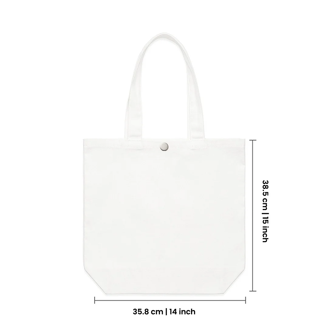 Plain Cotton Tote Bag with Button – 15 in x 14 in/ Medium/ Printing not Included - Image 3