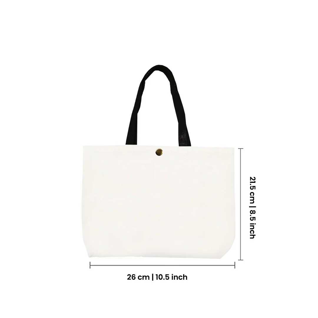Plain Cotton Tote Bag with Button Closure and Colorful Handles – 8.5 in x 10.5 in/ Available in Multi-Color Handles/ Printing not Included - Image 5