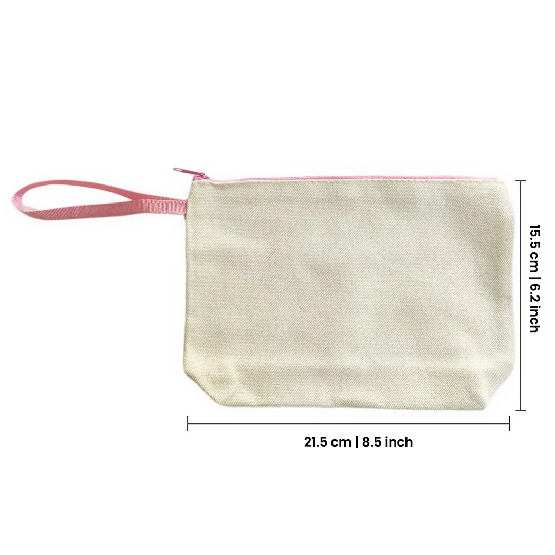 Plain Cotton Zipper Bag Large – 6.2 in x 8.5 in/ Printing not Included - Image 3