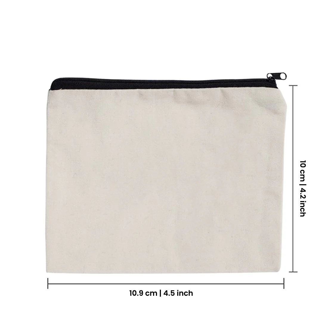 Plain Cotton Zipper Bag Small – 4.2 in x 4.5 in/ Printing not Included - Image 3