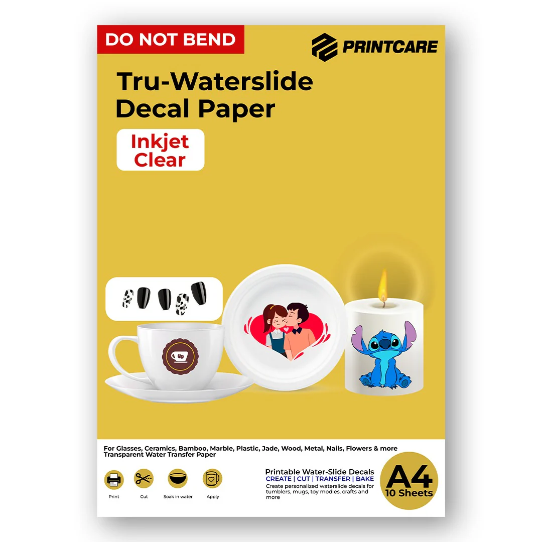 Print Care Tru-Waterslide Decal Paper – 1.0 Inkjet Clear / A4 / 10 Sheets