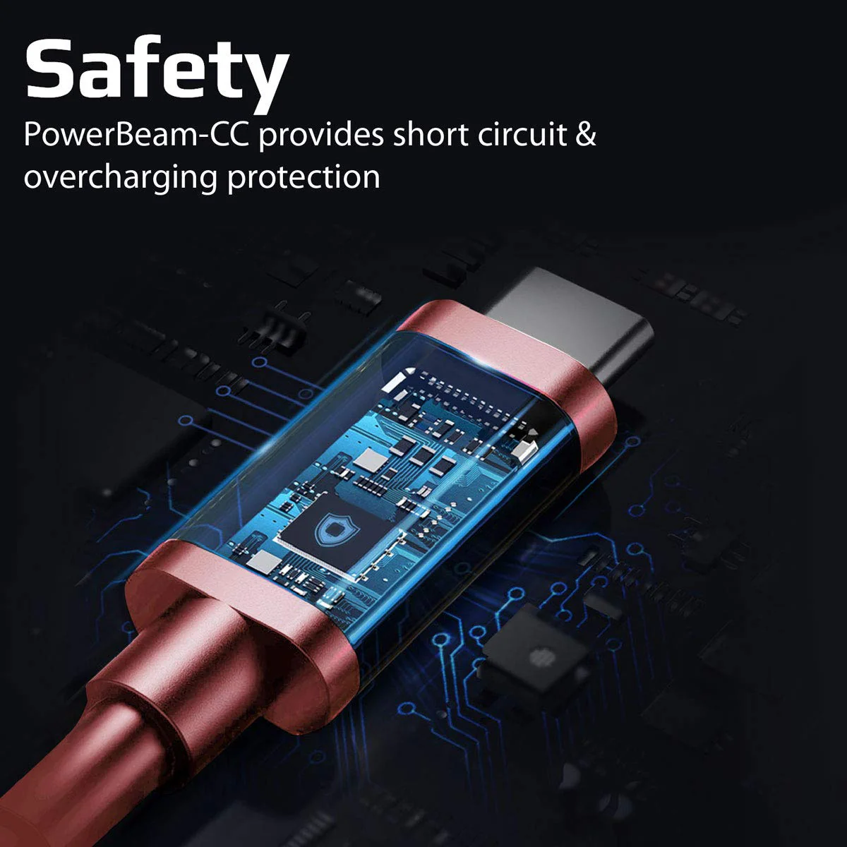 Promate Powercord USB-C to USB-C & Charger Cable – 2 Metre/ Red - Image 6