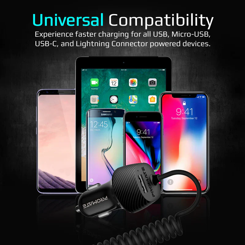 Promate VolTrip-Uni Car Charger – 3.4A USB Port; Multi-Connector Cable - Image 3