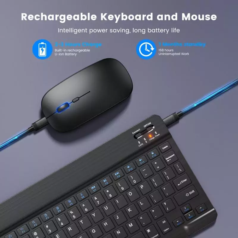 Rechargeable Ultra-Slim Bluetooth Keyboard and Mouse Combo - Dark Green - Image 4