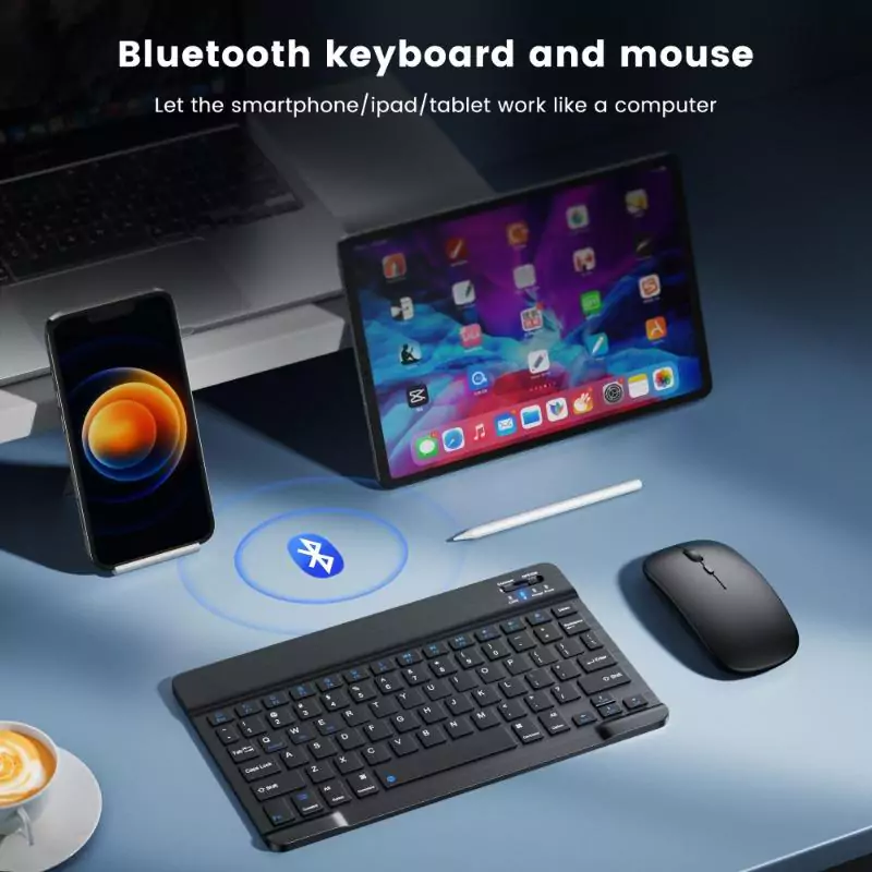 Rechargeable Ultra-Slim Bluetooth Keyboard and Mouse Combo - White - Image 3