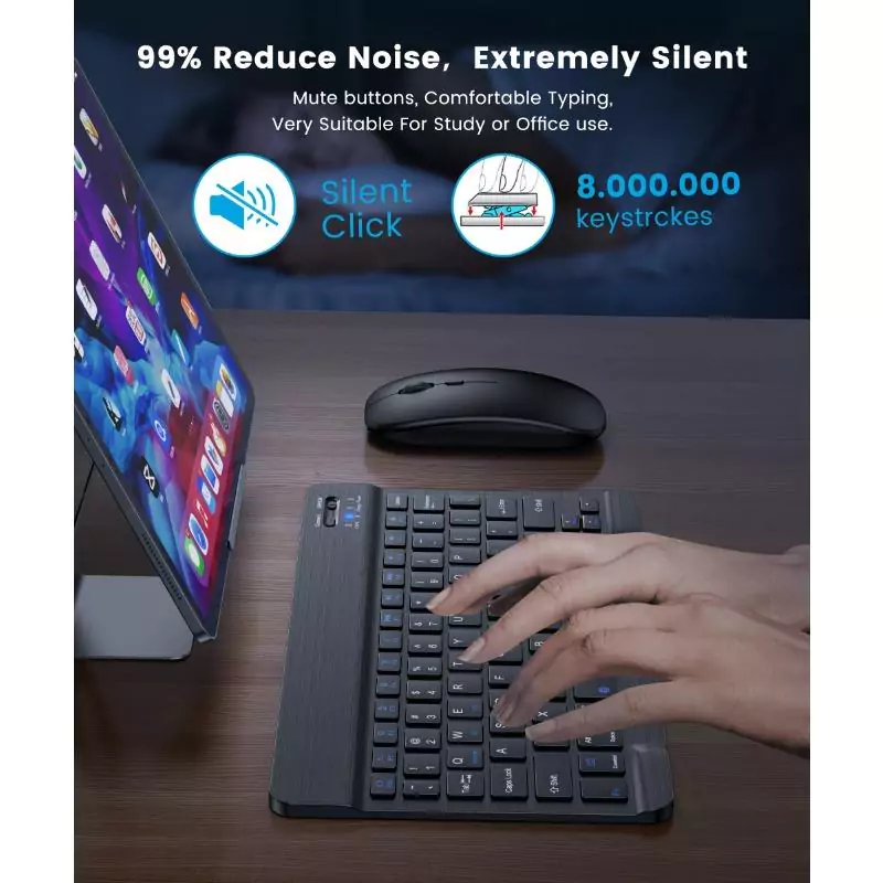 Rechargeable Ultra-Slim Bluetooth Keyboard and Mouse Combo - Yellow - Image 7