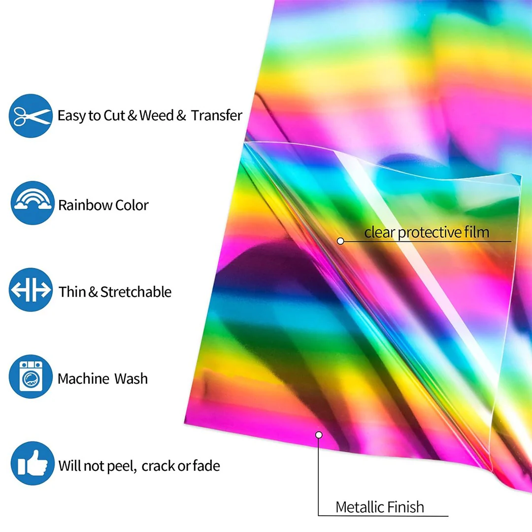 Soft Metallic Rainbow Vinyl Sticker Roll – 50cm x 1m - Image 7